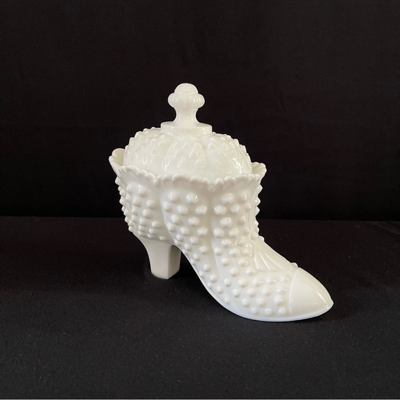 Fenton Accents Vintage Fenton Hobnail Milk Glass Shoe With Lid Poshmark